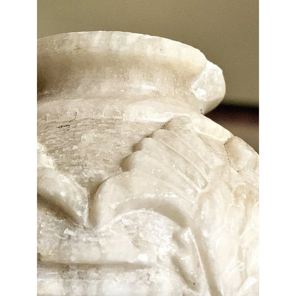 Vintage Chinese Hand Carved Soapstone Vase Double Koi Fish Motif Asian Decor